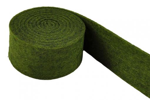 Deko-Filzband 3 mm - 4 cm - 1,5 Meter-Rolle - uni Grün meliert