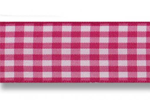 Vichy-Band mit Drahtkante 25 mm -20 m Rolle Pink