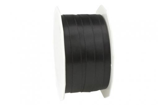 Satinband 6 mm - 25 m-Rolle Schwarz