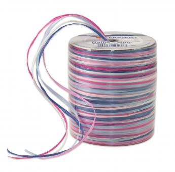 Bast-Geschenkband - matt - Multicolor - 2 mm, 50 m-Rolle Blau/Pink