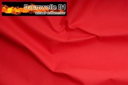 Baumwoll Stoff 130cm - schwer entflammbar B1 Rot