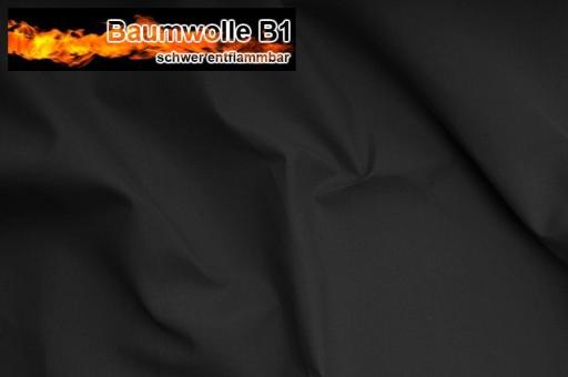 Baumwoll Stoff 130cm - schwer entflammbar B1 Schwarz