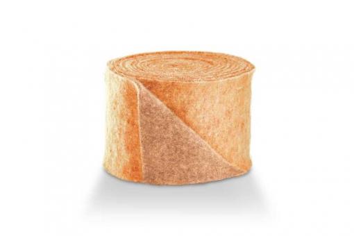 Wollfilz - 15 cm breit - 5/6 mm - 2 farbig - 5 Meter-Rolle Pastellorange / Beige Melange