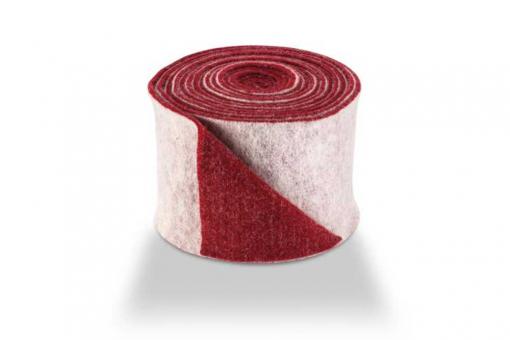 Wollfilz - 15 cm breit - 5/6 mm - 2 farbig - 5 Meter-Rolle Bordeaux / Weiß