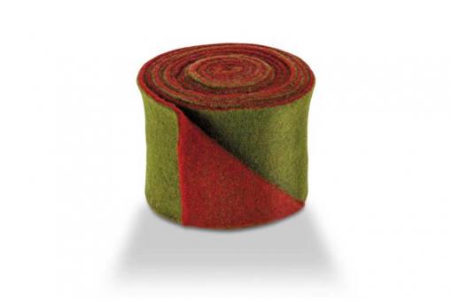 Wollfilz - 15 cm breit - 5/6 mm - 2 farbig - 5 Meter-Rolle Grün / Bordeaux