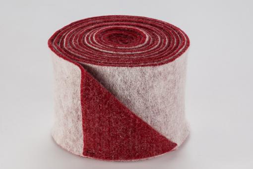 Wollfilz-Band 7,5 cm breit - zweifarbig - 5 m-Rolle Weiß/Rot