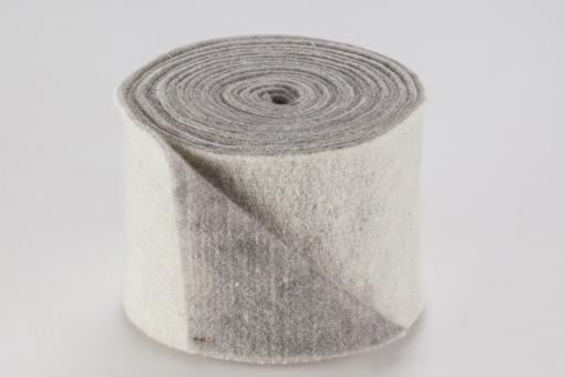 Wollfilz-Band 7,5 cm breit - zweifarbig - 5 m-Rolle Weiß/Grau