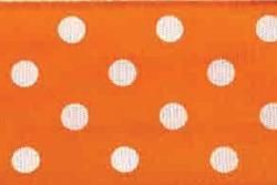 Stoffband Punkte mit Drahtkante 25 mm - 20 m Rolle Orange