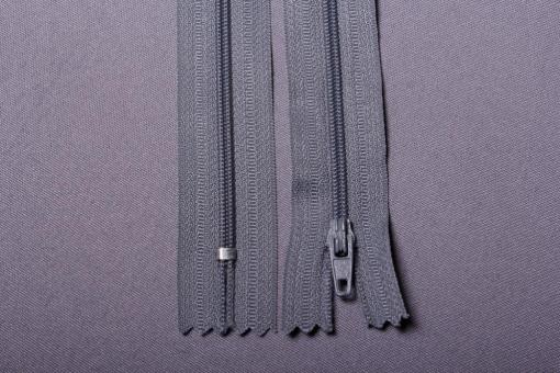 Kunststoff-Reißverschluss mit Automatiksperre - 18 cm Grau