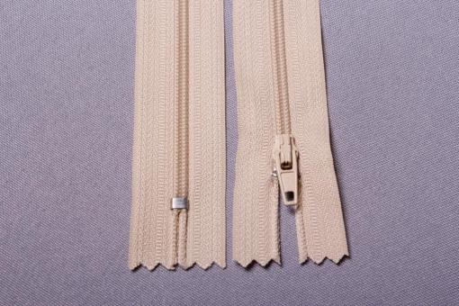 Kunststoff-Reißverschluss mit Automatiksperre - 20 cm Beige
