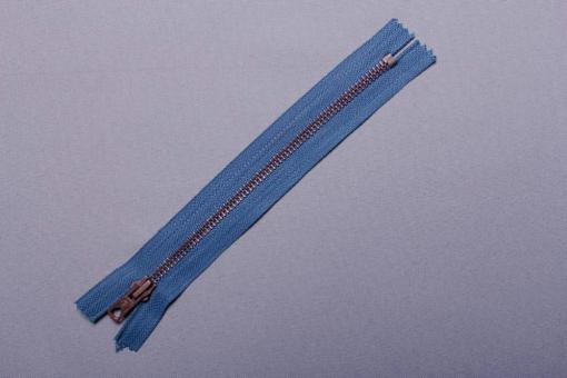 Metall-Reißverschluss - nicht teilbar - mit Automatiksperre - 16 cm - brüniert Jeans gewaschen