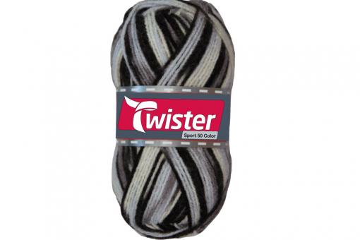 Twister Universalwolle Bunt 50 g Weiß/Schwarz/Grau