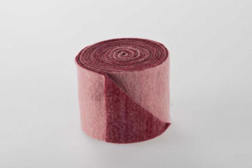 Wollfilz - 15 cm breit - 5/6 mm - 2 farbig - 5 Meter-Rolle Rosa / Bordeaux