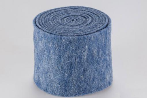 Wollfilz - 15 cm breit - 5 Meter-Rolle Blau Melange