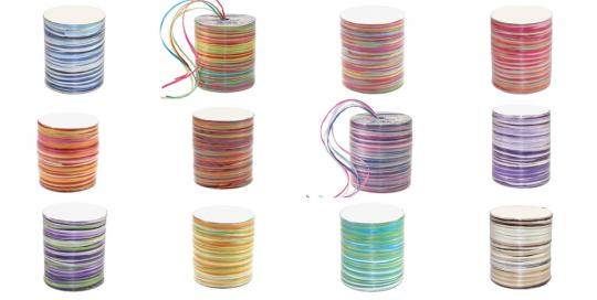 Bast-Geschenkband - matt - Multicolor - 2 mm, 50 m-Rolle 